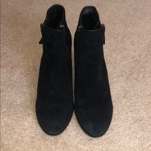 Cole Haan black ankle booties with double zipper